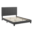 Pemberly Row Full Tufted Button Upholstered Fabric Platform Bed in Gray