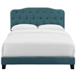 Pemberly Row Twin Modern Style Performance Velvet Bed in Sea Blue Finish