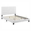 Pemberly Row Full Tufted Button Upholstered Fabric Platform Bed in White
