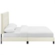 Pemberly Row Full Tufted Button Performance Velvet Platform Bed in Ivory