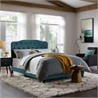 Pemberly Row Queen Modern Performance Velvet Bed in Sea Blue Finish