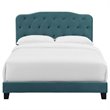 Pemberly Row Queen Modern Performance Velvet Bed in Sea Blue Finish