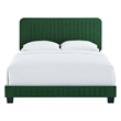 Pemberly Row Channel Tufted Performance Velvet Queen Bed in Emerald Green