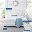 Pemberly Row Channel Tufted Performance Velvet Twin Platform Bed in White
