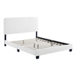 Pemberly Row Channel Tufted Performance Velvet Twin Platform Bed in White