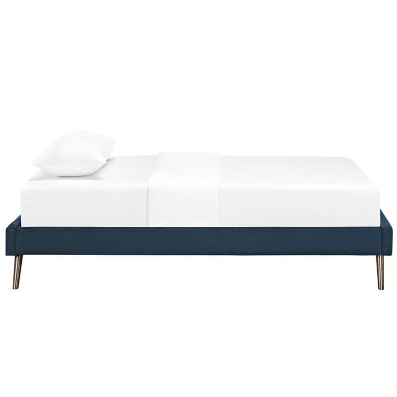 Pemberly Row Fabric Upholstered/Solid Wood Frame Twin Platform Bed in Azure