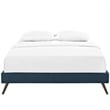 Pemberly Row Fabric Upholstered/Solid Wood Frame Full Platform Bed in Azure