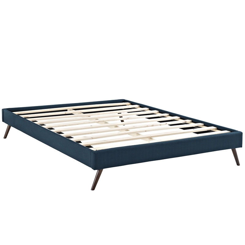 Pemberly Row Fabric Upholstered/Solid Wood Frame Full Platform Bed in Azure
