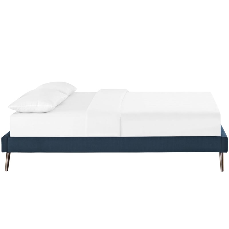 Pemberly Row Fabric Upholstered/Solid Wood Frame Full Platform Bed in Azure
