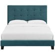 Pemberly Row Full Tufted Button Performance Velvet Platform Bed in Sea Blue