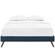 Pemberly Row Fabric Upholstered/Solid Wood Frame Queen Platform Bed in Azure