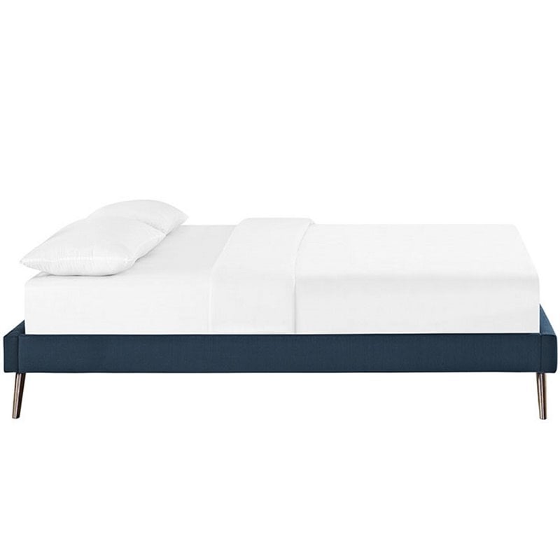 Pemberly Row Fabric Upholstered/Solid Wood Frame Queen Platform Bed in Azure