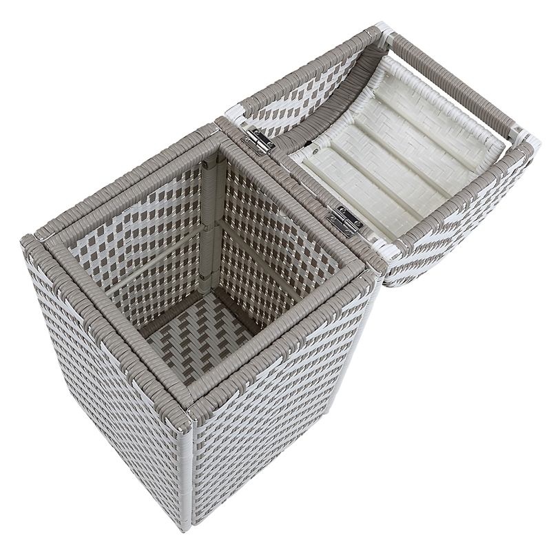 Pemberly Row Modern Aluminum and FE Wicker Trash Can in Gray