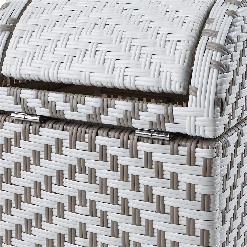 Pemberly Row Modern Aluminum and FE Wicker Trash Can in Gray