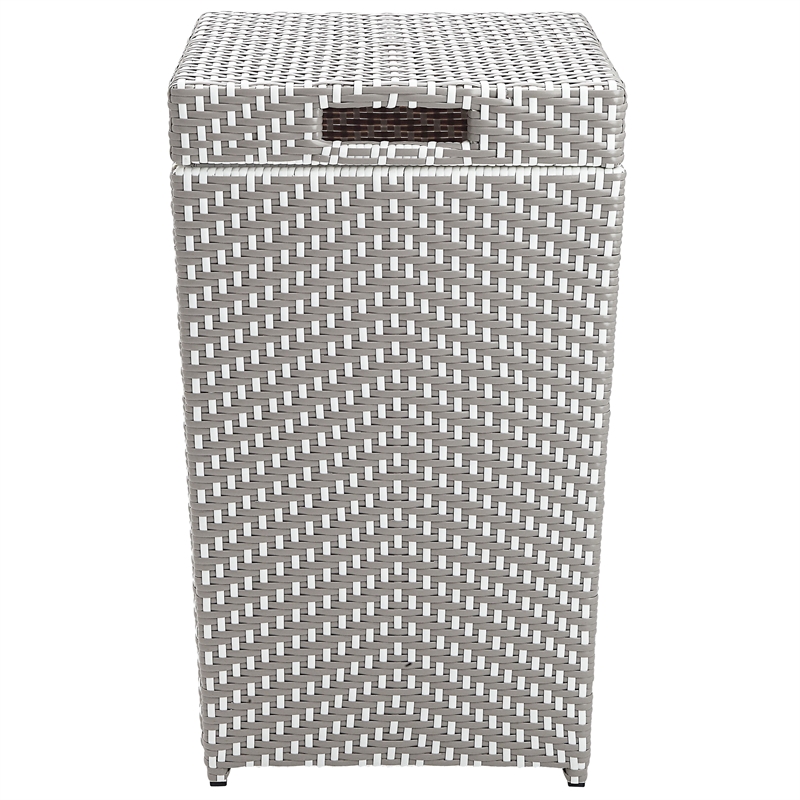 Pemberly Row Contemporary Aluminum Patio Trash Cans in Gray (Set of 2)