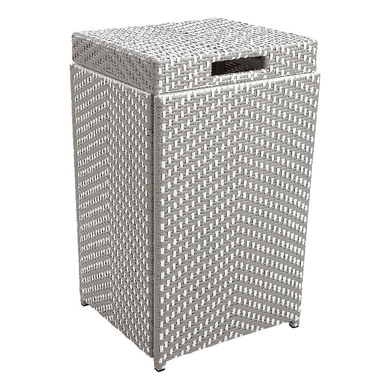 Pemberly Row Contemporary Aluminum Patio Trash Cans in Gray (Set of 2)