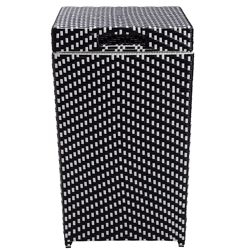 Pemberly Row Contemporary Aluminum Patio Trash Cans in Black (Set of 2)