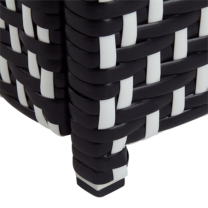 Pemberly Row Contemporary Aluminum Patio Trash Cans in Black (Set of 2)