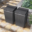 Pemberly Row Contemporary Aluminum Patio Trash Cans in Black (Set of 2)