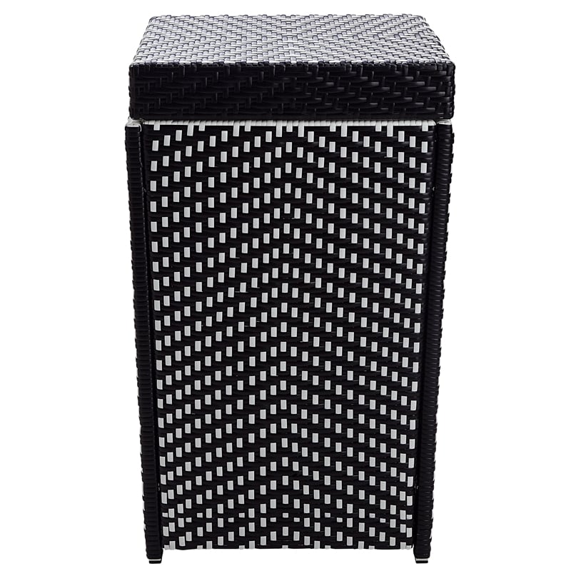 Pemberly Row Contemporary Aluminum Patio Trash Cans in Black (Set of 2)