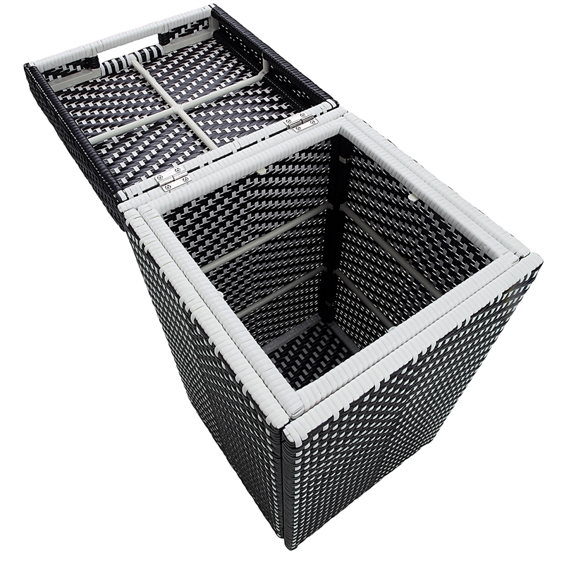 Pemberly Row Contemporary Aluminum Patio Trash Cans in Black (Set of 2)