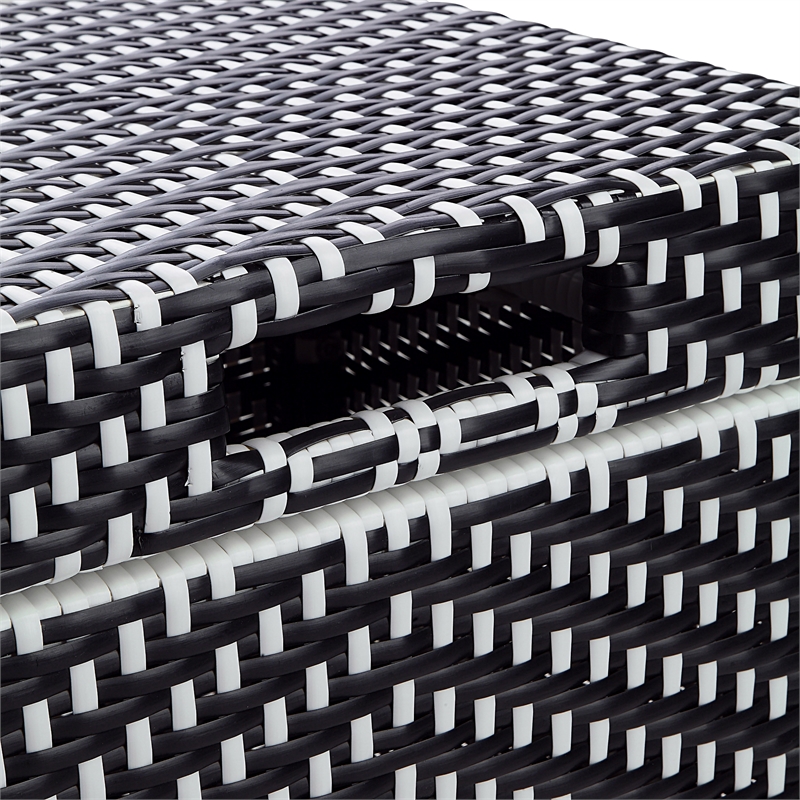 Pemberly Row Contemporary Aluminum Patio Trash Cans in Black (Set of 2)