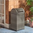 Pemberly Row Coastal Polyester Wicker/Steel Patio Trash Bin in Gray
