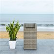 Pemberly Row Coastal Polyester Wicker/Steel Patio Trash Bin in Gray