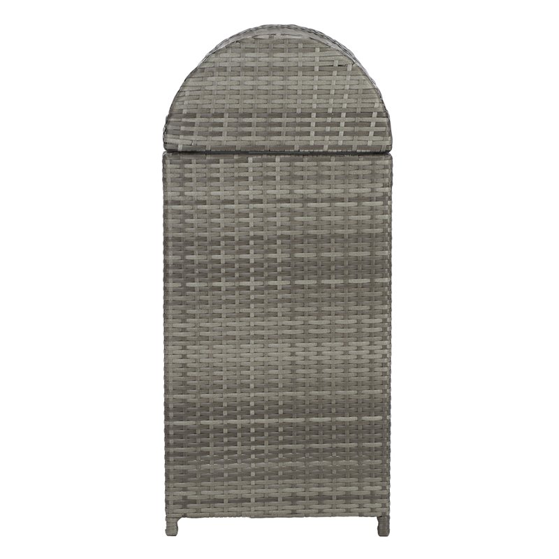Pemberly Row Coastal Polyester Wicker/Steel Patio Trash Bin in Gray
