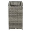 Pemberly Row Coastal Polyester Wicker/Steel Patio Trash Bin in Gray