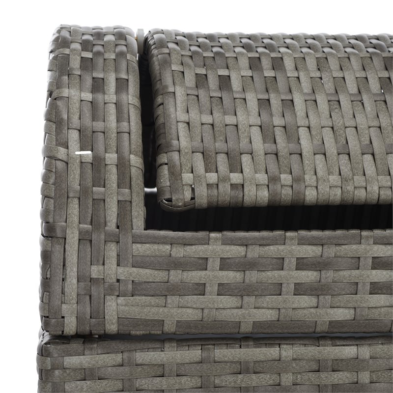 Pemberly Row Coastal Polyester Wicker/Steel Patio Trash Bin in Gray