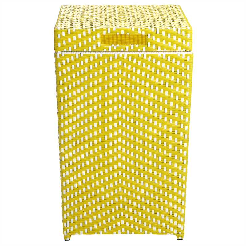 Pemberly Row Contemporary Aluminum Patio Trash Cans in Yellow (Set of 2)