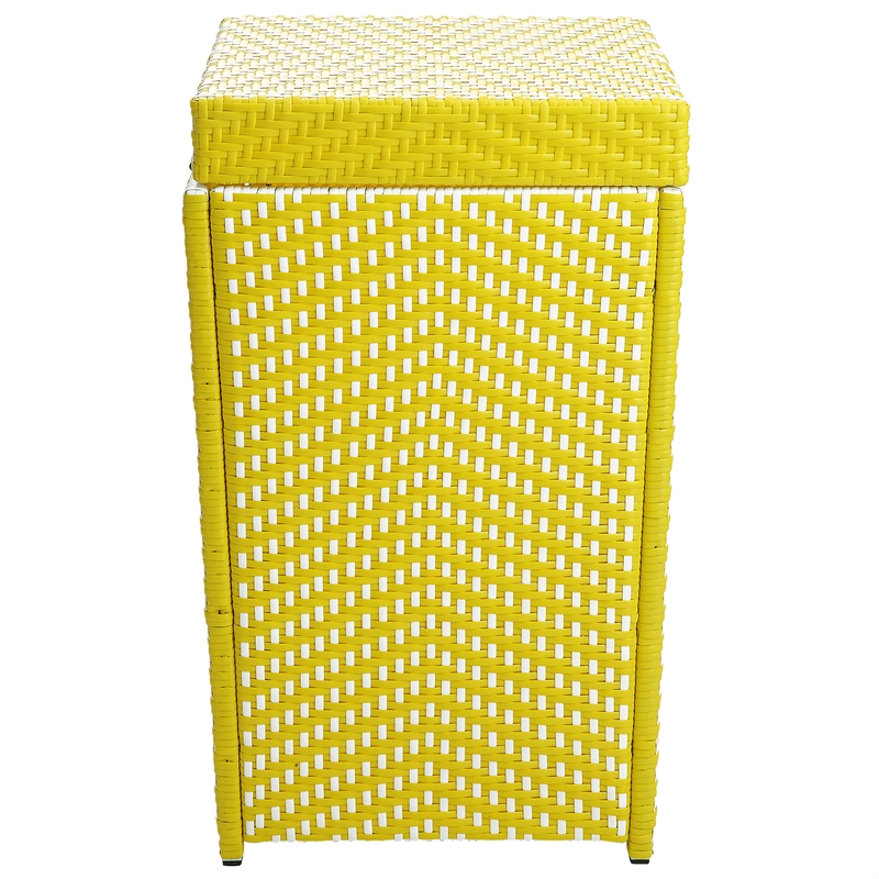 Pemberly Row Contemporary Aluminum Patio Trash Cans in Yellow (Set of 2)