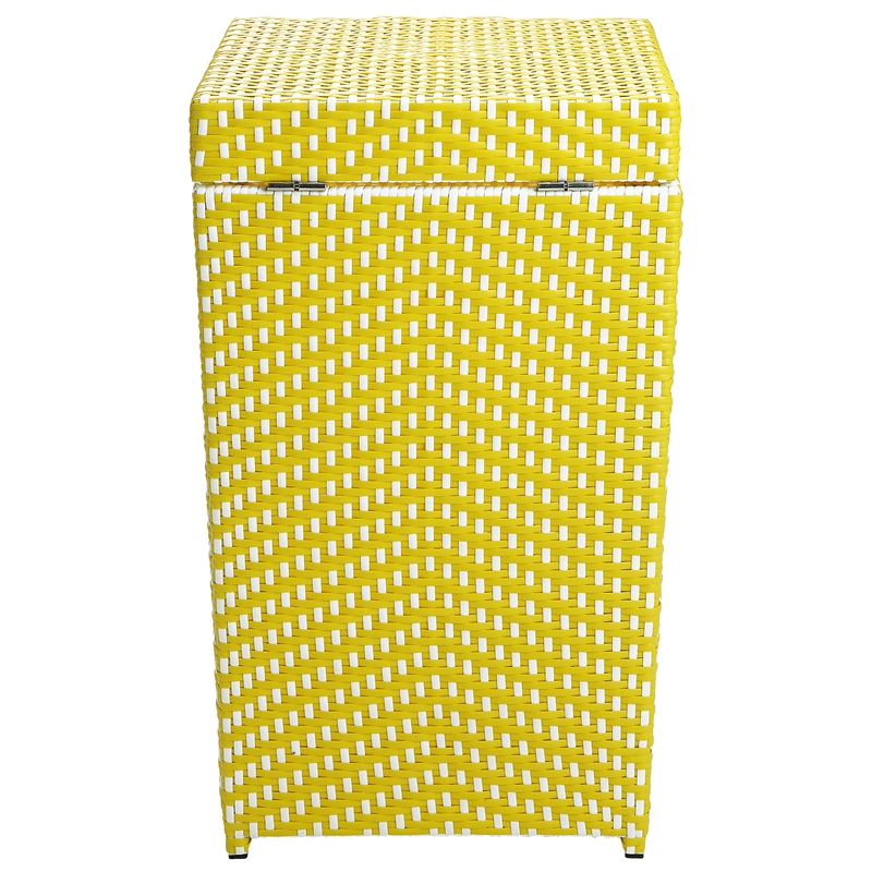 Pemberly Row Contemporary Aluminum Patio Trash Cans in Yellow (Set of 2)