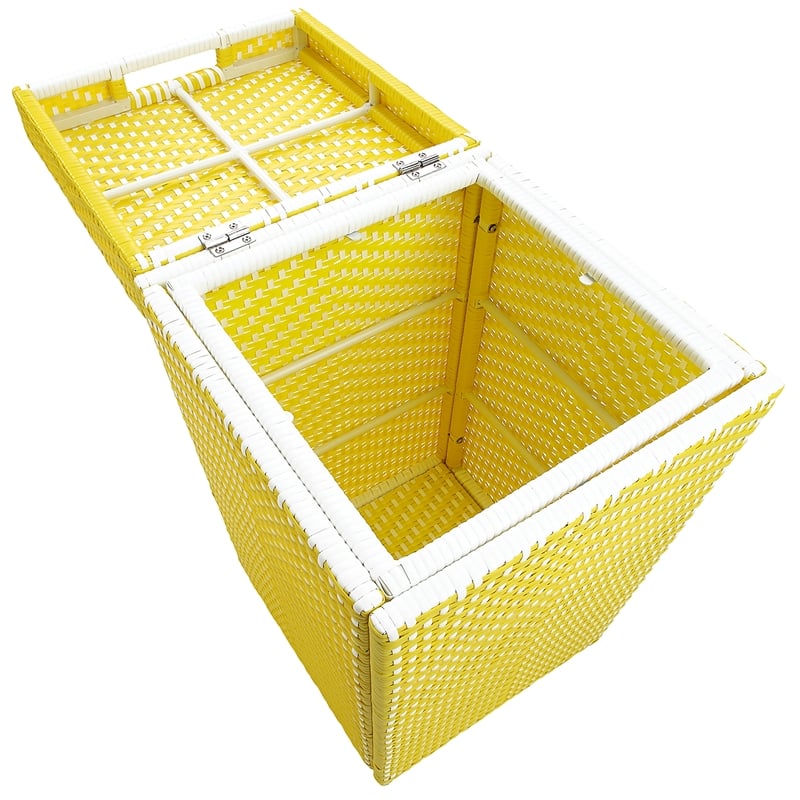 Pemberly Row Contemporary Aluminum Patio Trash Cans in Yellow (Set of 2)