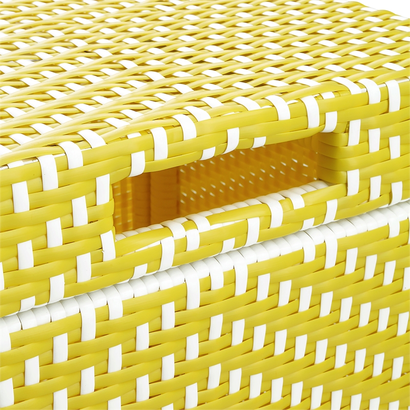 Pemberly Row Contemporary Aluminum Patio Trash Cans in Yellow (Set of 2)