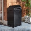Pemberly Row Polyester Wicker/Steel Patio Trash Bin in Black