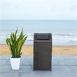 Pemberly Row Polyester Wicker/Steel Patio Trash Bin in Black