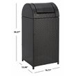 Pemberly Row Polyester Wicker/Steel Patio Trash Bin in Black