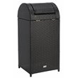 Pemberly Row Polyester Wicker/Steel Patio Trash Bin in Black
