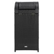 Pemberly Row Polyester Wicker/Steel Patio Trash Bin in Black