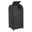 Pemberly Row Polyester Wicker/Steel Patio Trash Bin in Black