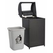 Pemberly Row Polyester Wicker/Steel Patio Trash Bin in Black
