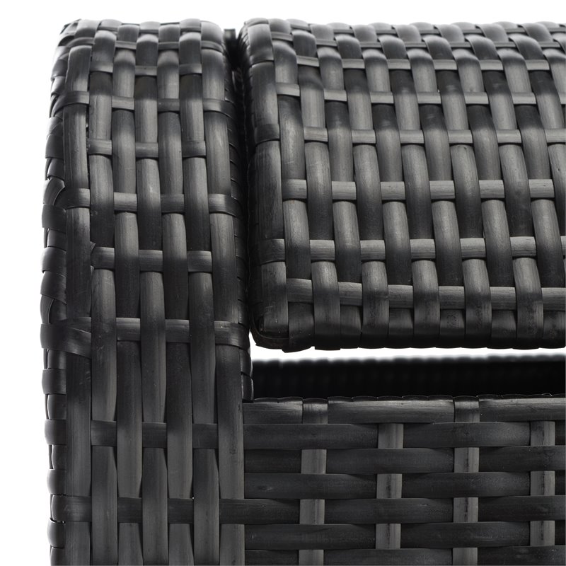 Pemberly Row Polyester Wicker/Steel Patio Trash Bin in Black