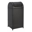 Pemberly Row Polyester Wicker/Steel Patio Trash Bin in Black