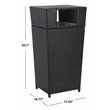 Pemberly Row Polyester Wicker/Steel Patio Trash Bin in Black