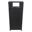 Pemberly Row Polyester Wicker/Steel Patio Trash Bin in Black