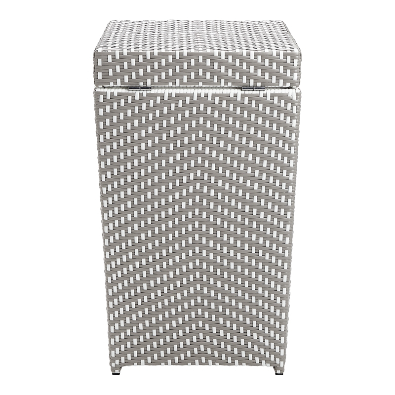 Pemberly Row Outdoor Aluminum & Wicker Outdoor Trash Can in Gray