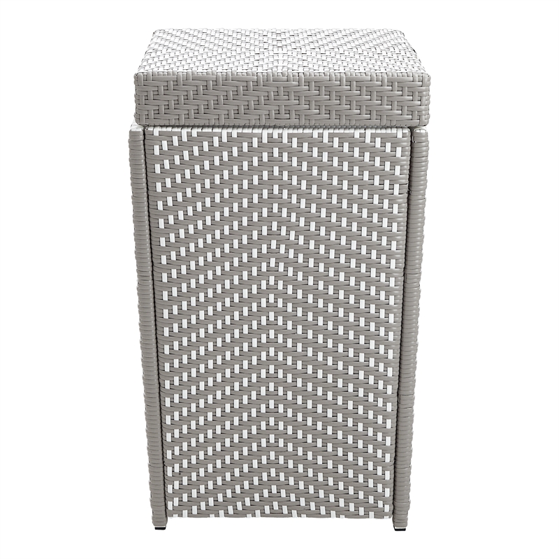 Pemberly Row Outdoor Aluminum & Wicker Outdoor Trash Can in Gray