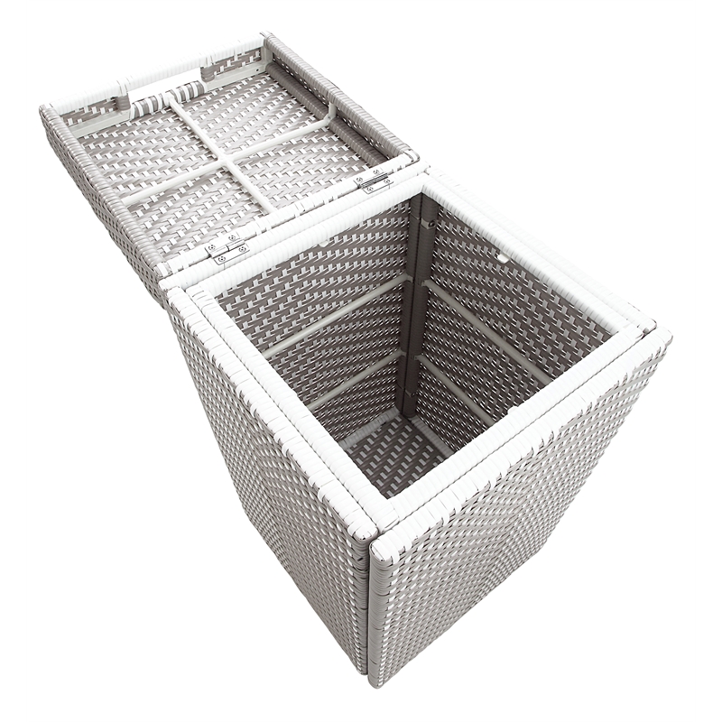 Pemberly Row Outdoor Aluminum & Wicker Outdoor Trash Can in Gray